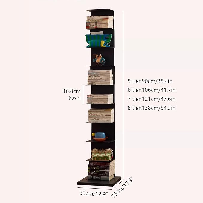 Invisible Vertical Spine Bookshelf Tower, Tall Narrow Metal Bookshelf - Image 3