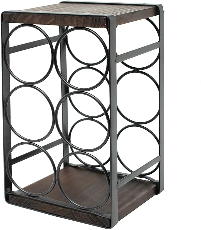 Rustic Wood Countertop Wine Rack 6 Bottles No Need Assembly Brown - Image 7