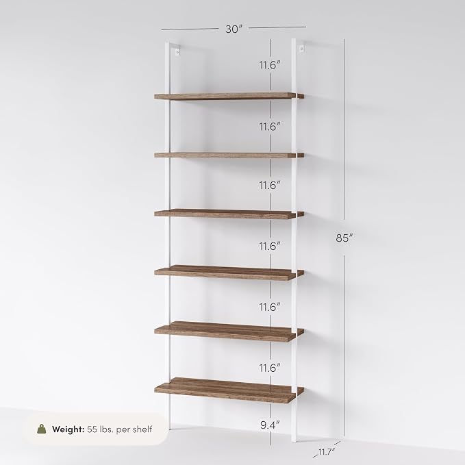 Nathan James Theo 6-Shelf Tall Bookcase, Wall Mount Bookshelf - Image 2