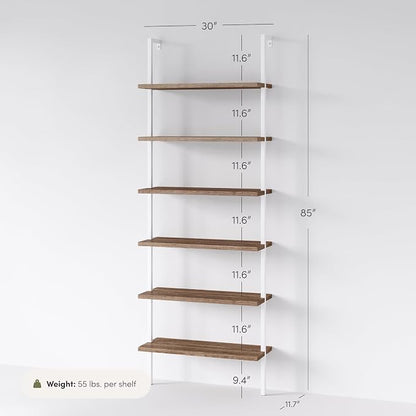 Nathan James Theo 6-Shelf Tall Bookcase, Wall Mount Bookshelf - Image 2