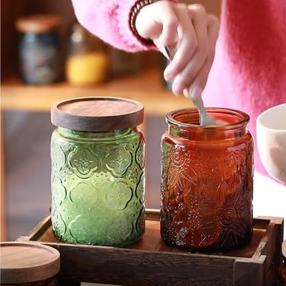 ANSQU Vintage Glass Kitchen Storage Counter Jar, Candy Jars - Image 3