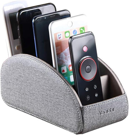 TV Remote Control Holder with 5 Compartments, Pu Leather Remote Caddy/Box/Tray by YAPISHI