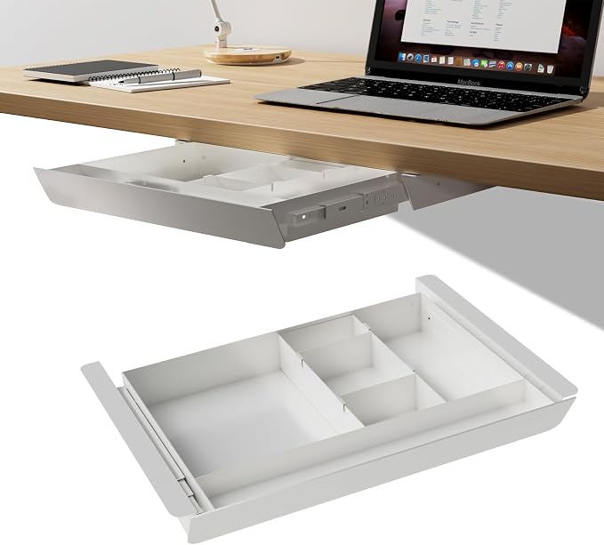 White Under Desk Sliding Pull-out Drawer by GAXOMO