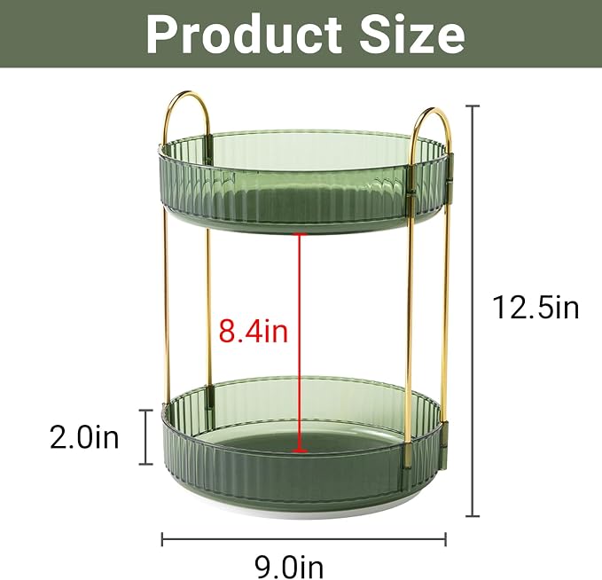 360 Rotating Makeup Organizer for Vanity, 2 Tier Large Capacity Skincare - Image 2