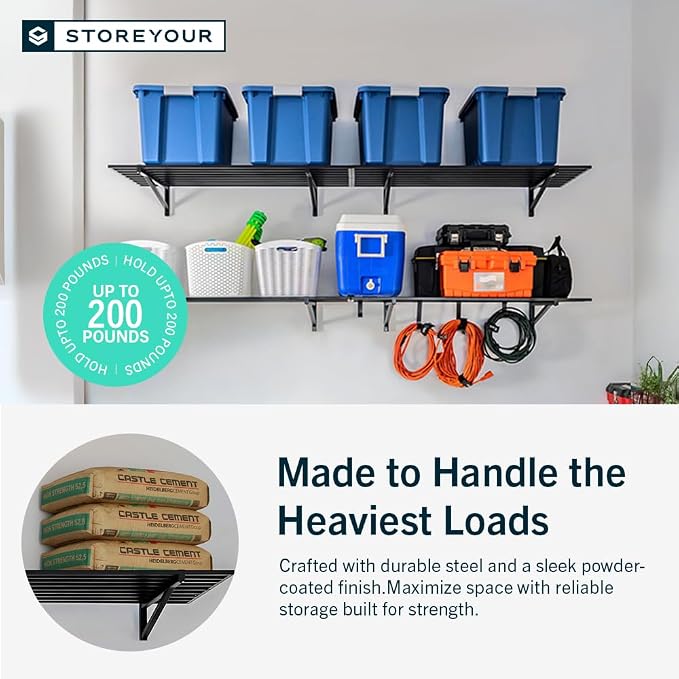StoreYourBoard Heavy Duty Garage Shelf Wall Mount 1ft x 2ft – Wall-Mounted - Image 5