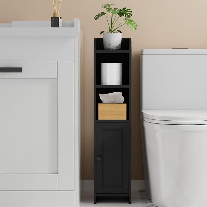 Homhedy Small Bathroom Storage Cabinet, Narrow Toilet Paper Cabinet | Corner - Image 9