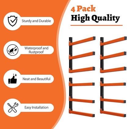 HOME RIGHT 4 Pack Lumber Rack, Wood Organizer and Lumber Storage Rack Wall Mount - Image 3