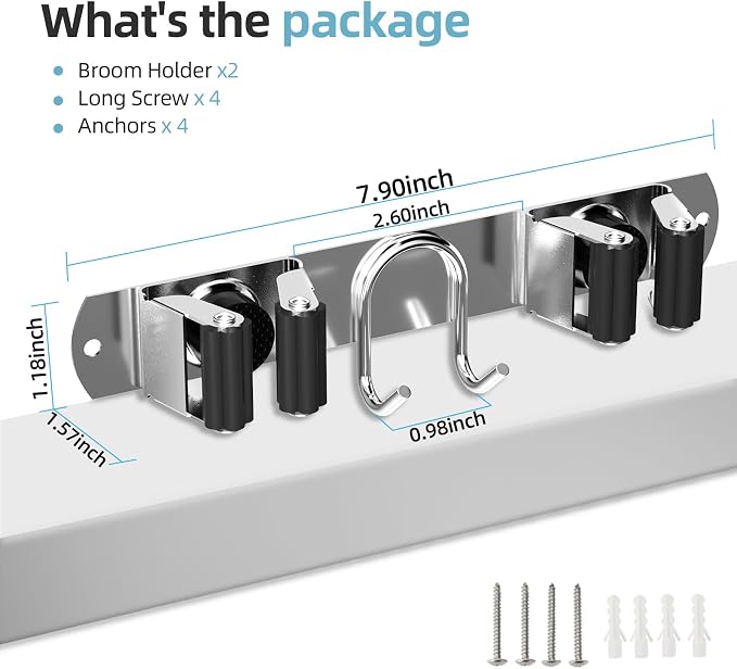 Broom Holder Wall Mount, Broom Hanger - Image 6