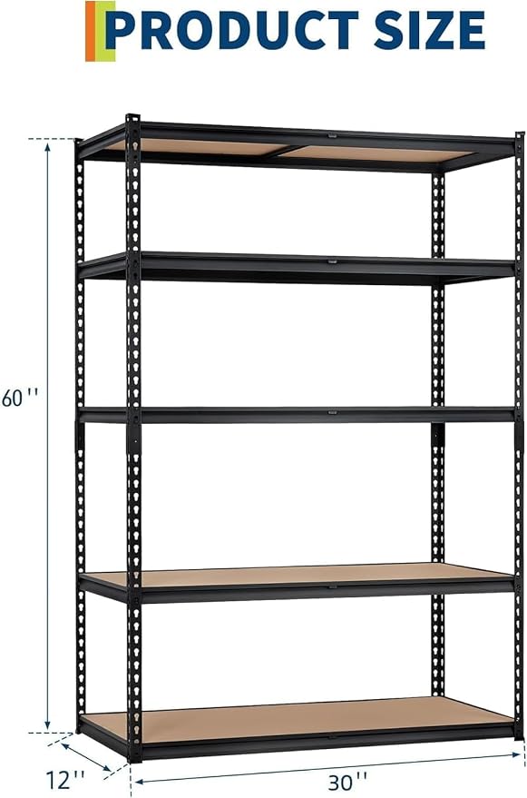 Storage Shelving Unit, 5-Tier Adjustable Metal Storage Shelves - Image 2