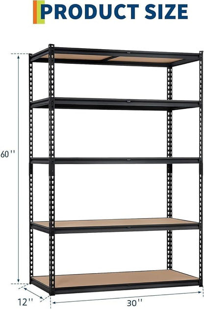 Storage Shelving Unit, 5-Tier Adjustable Metal Storage Shelves - Image 2