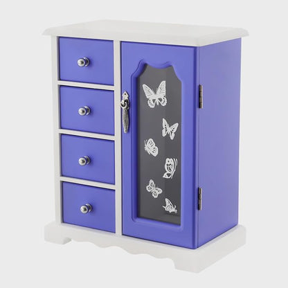 Purple Modern Jewelry Box with 4 Drawers, 360°Rotating Hook and Built-In Mirror by Unknown