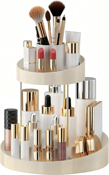 2 tier Makeup Organizer Countertop, 360 Rotating Makeup Organizer by YCIADONE