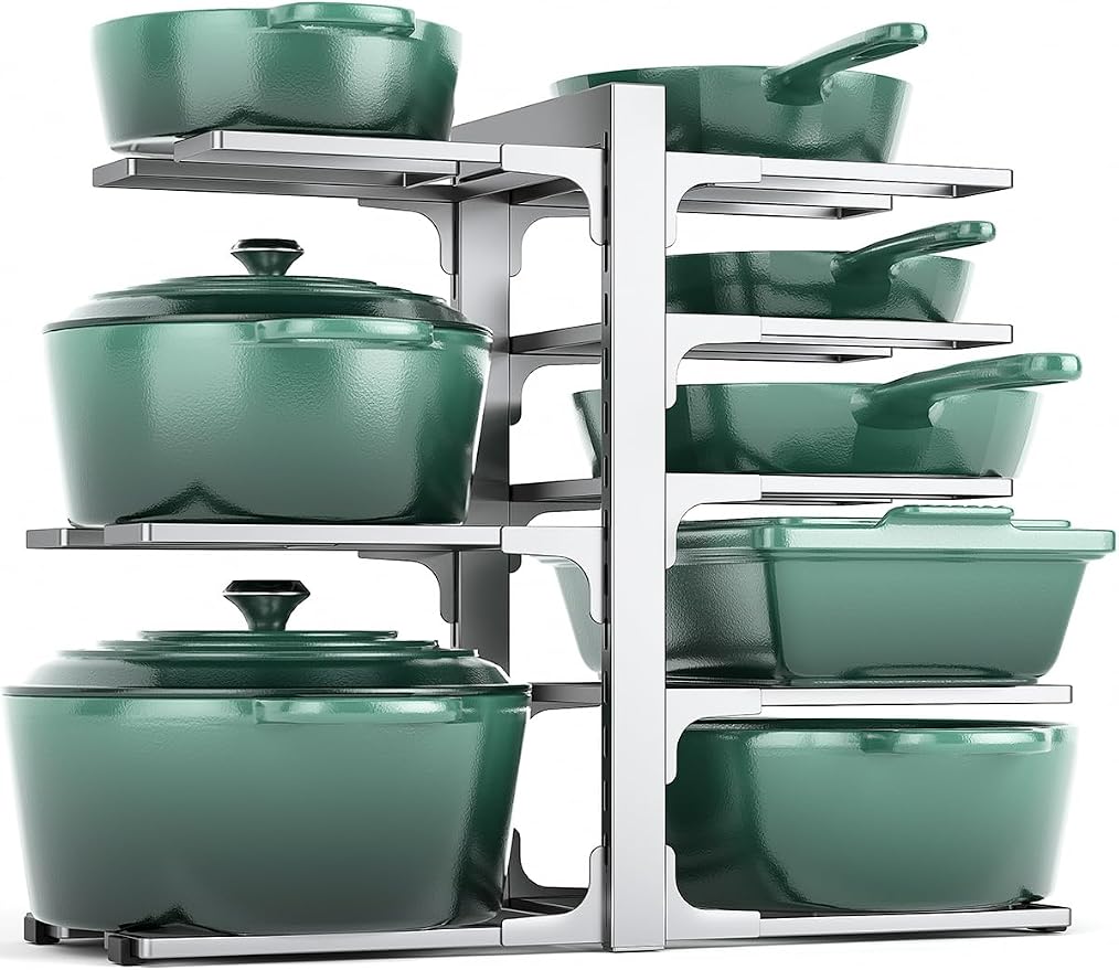 MUDEELA 8-Tier Pots and Pans Organizer under Cabinet, 15.83" Height Heavy Duty by MUDEELA