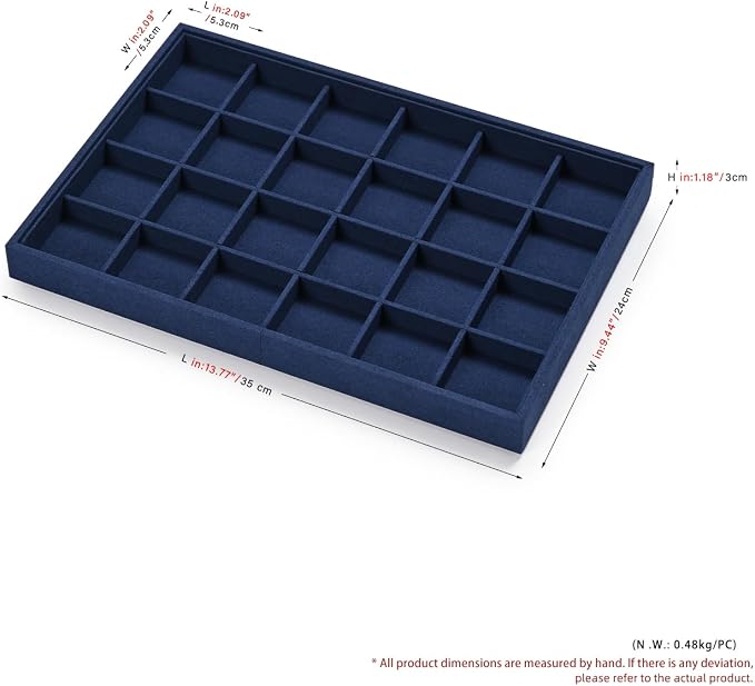 24 Grids Jewelry Tray Earring Organizer Tray Microfiber Jewelry Display Tray - Image 6