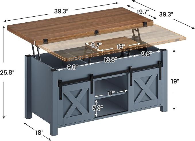 SEDETA Lift Top Coffee Table, 4 in 1 Multi-Function Convertible Coffee Tables - Image 3