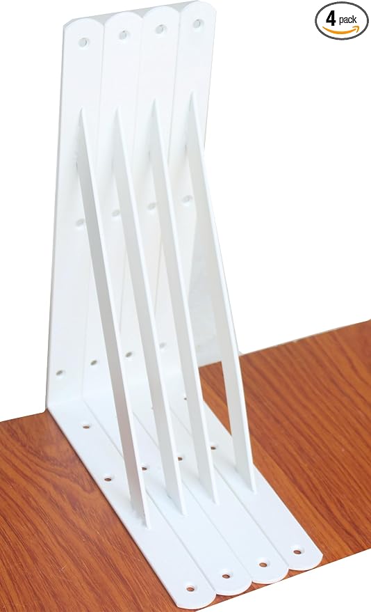 4 Pack L11 x H 8" White Heavy Duty Shelf Brackets by MHMYDZ
