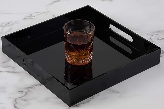 Glossy Black Sturdy Acrylic Serving Tray - Image 5