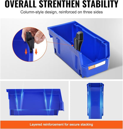 VEVOR Plastic Stackable Storage Bins 12 Pack, Hanging Storage Organizer Bins - Image 4