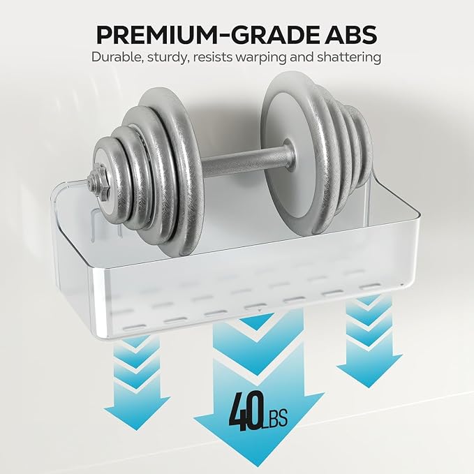 Nieifi Adhesive Shower Shelves, 2 Pieces | Rustproof ABS, Large Capacity - Image 7