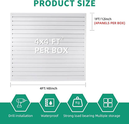 Slatwall Panel 4x4 ft Garage Mounted Storage, Peg Board Tool Organization PVC - Image 4