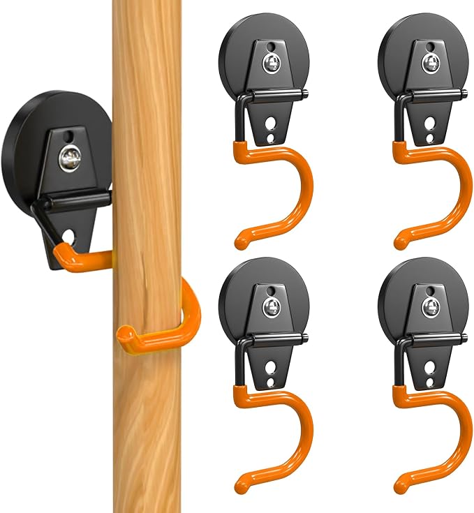 3-H Magnetic Mop Broom Holder and Mop Organizer 4 Pack, Heavy Duty Strong by 3-H