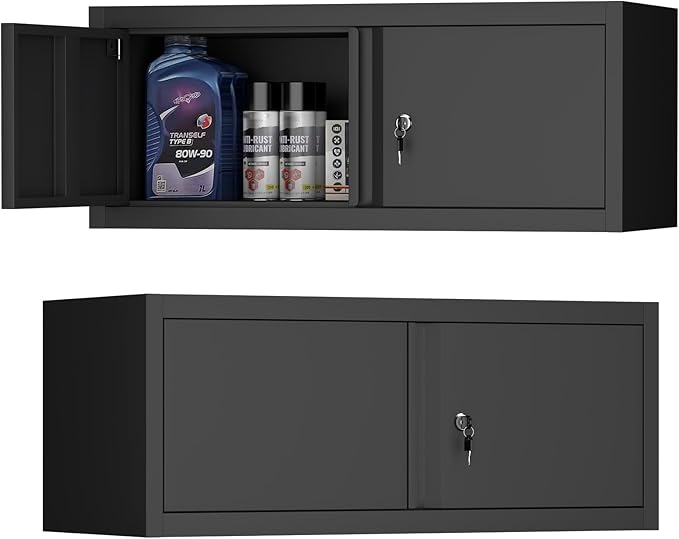Garage Locking Cabinet, 13” H Garage Storage Cabinet Wall Mounted, Floating by STEELIST