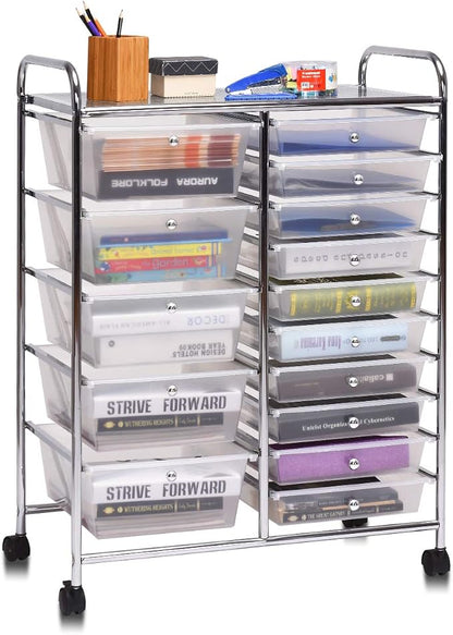 Giantex 15 Drawer Rolling Storage Cart Tools Scrapbook Paper Office School by Giantex
