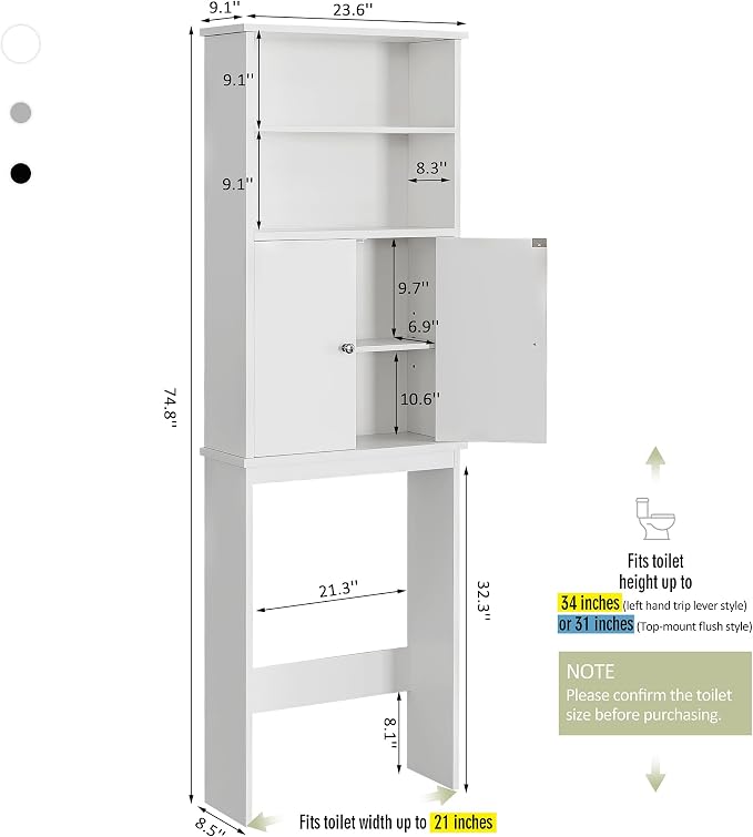 Over the Toilet Storage Cabinet - Image 2