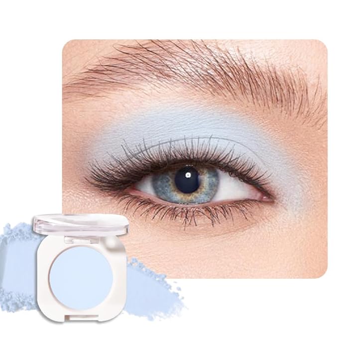 Light Blue White Single Eyeshadow Makeup, Neutral Powde Eye Shadow by HHLTOH