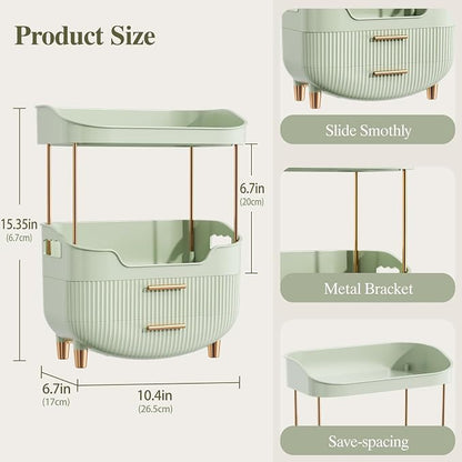 4-Tier Makeup Organizer Bathroom Countertop Storage Green | Versatile Storage - Image 3