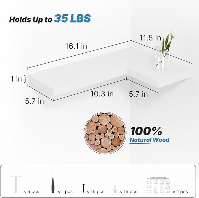 Floating Corner Shelves Wall Mounted - Image 3