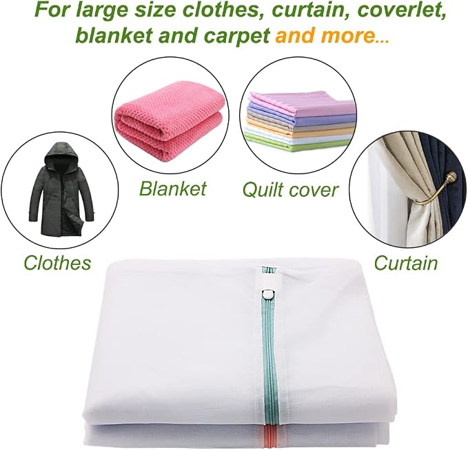 Tenn Well 2Pk 35x27" Large Mesh Laundry Bags Fine Net Washable - Image 6