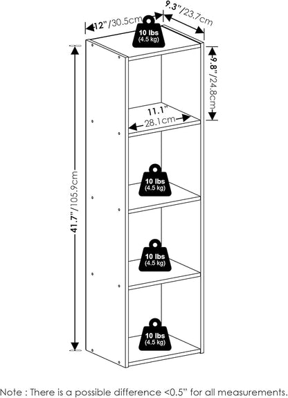 Furinno PASIR Book Shelf, 4-Tier Modern Bookshelf, Open Shelves Bookcase 9 x 12 - Image 3