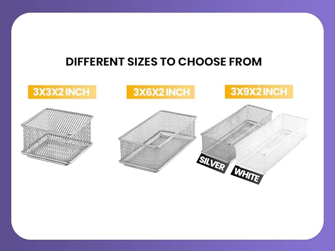 YBM HOME Silver Mesh Drawer Organizer and Storage - Image 6