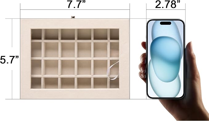 Frebeauty 24 Grid Earring Organizer, Small Velvet Jewelry Tray - Image 4