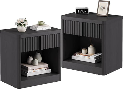 Fluted Nightstand Set of 2 by Harpaq
