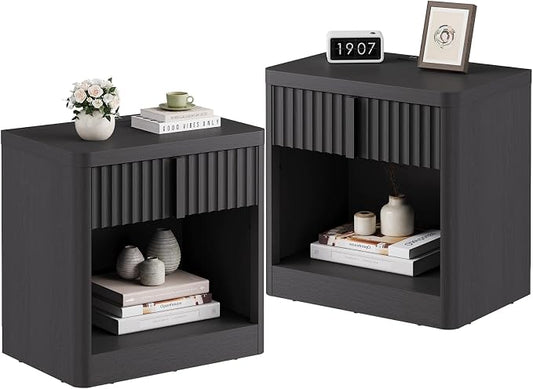 Fluted Nightstand Set of 2 by Harpaq