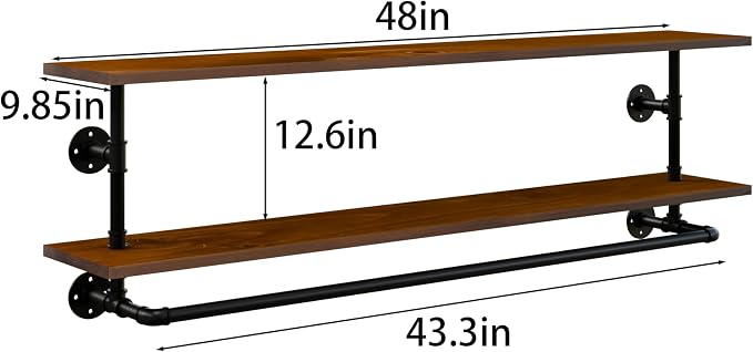 Clothes Rack 48in, Wall Mounted Garment Rack - Image 8
