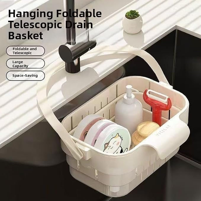 Foldable Hanging Kitchen Sink Drain Basket, No-Drill Hanging Food Catcher - Image 4