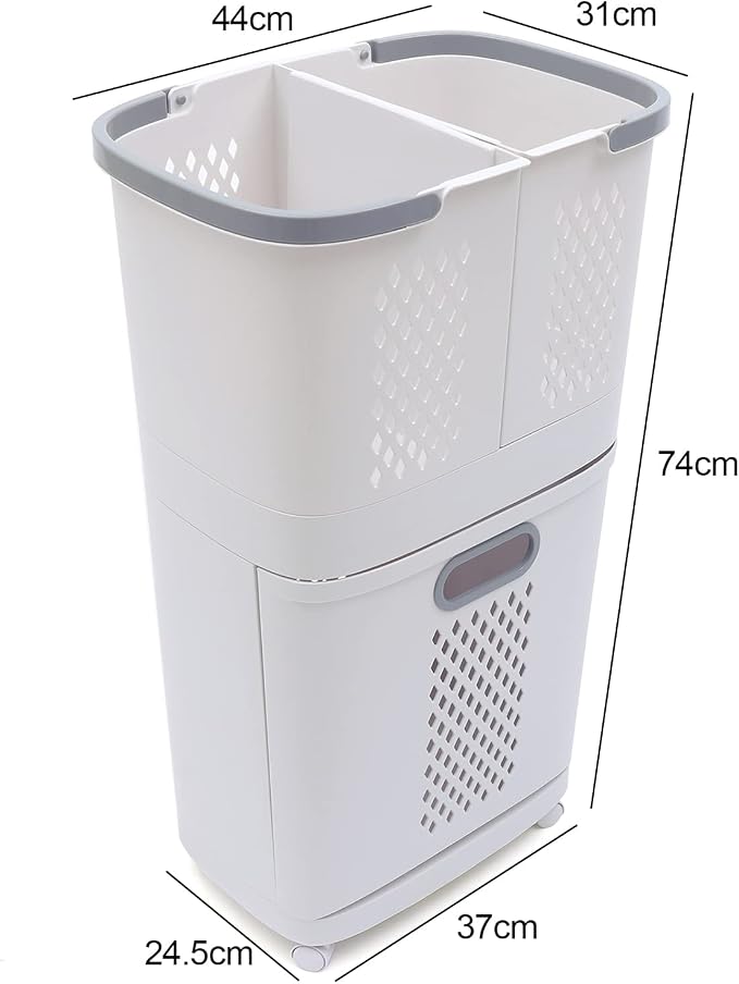 2 Layer Rolling Laundry Hamper Sorter - Image 6