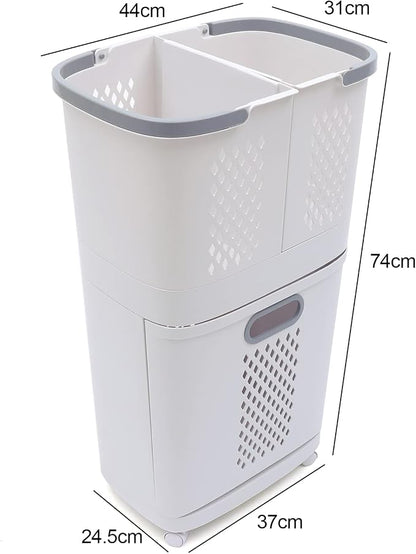 2 Layer Rolling Laundry Hamper Sorter - Image 6