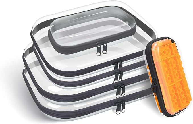 Clear Hard Plastic Zipper Case, Transparent Double Zippers Hard Pouch by Unknown