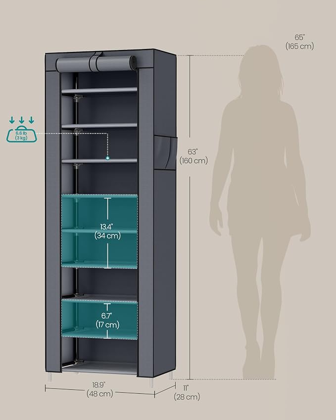SONGMICS 10-Tier Shoe Rack, Shoe Storage Cabinet - Image 3
