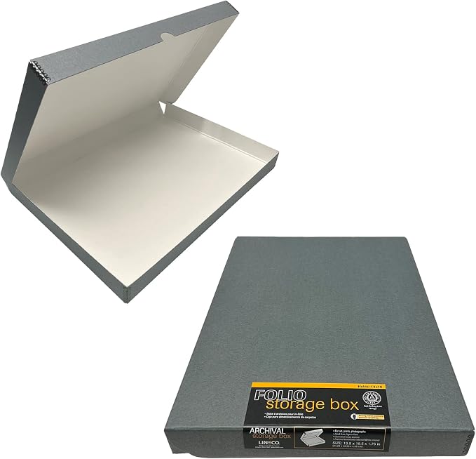 Lineco Clamshell Archival Storage Box, 13.5x19.5x1.75 Inch, Organize and Store by Lineco