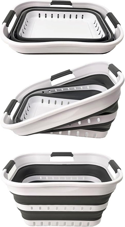 SAMMART Collapsible Plastic Rectangular Laundry Basket - Image 6