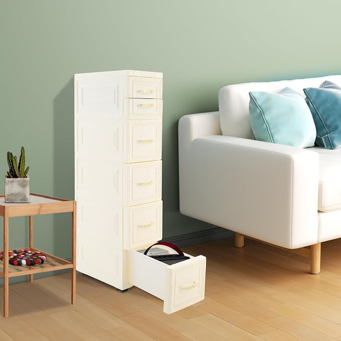 Slim Rolling Storage Cabinet, Vertical Space Saver, Impact-Resistant, Stackable - Image 4