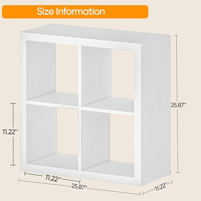 furtble Bookshelf with Storage Bin, 4-Cube Storage Organizer, Modern Wood Open - Image 3