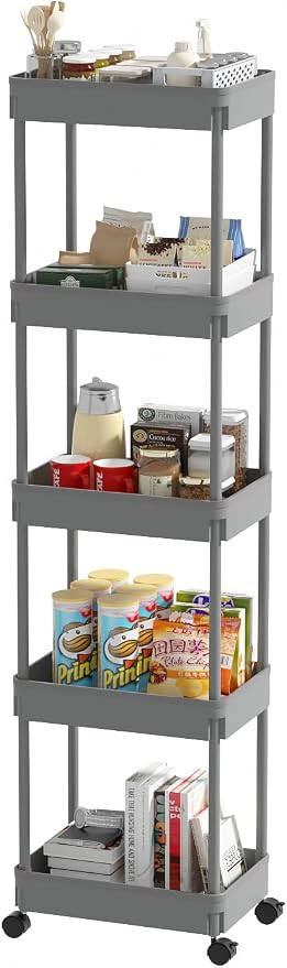 Sooyee 5-Tier Plastic Rolling Utility Cart by Sooyee