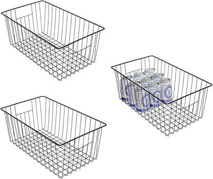 16inch Freezer Storage Organizer Baskets, Refrigerator Metal Wire Basket Bins by lonpute