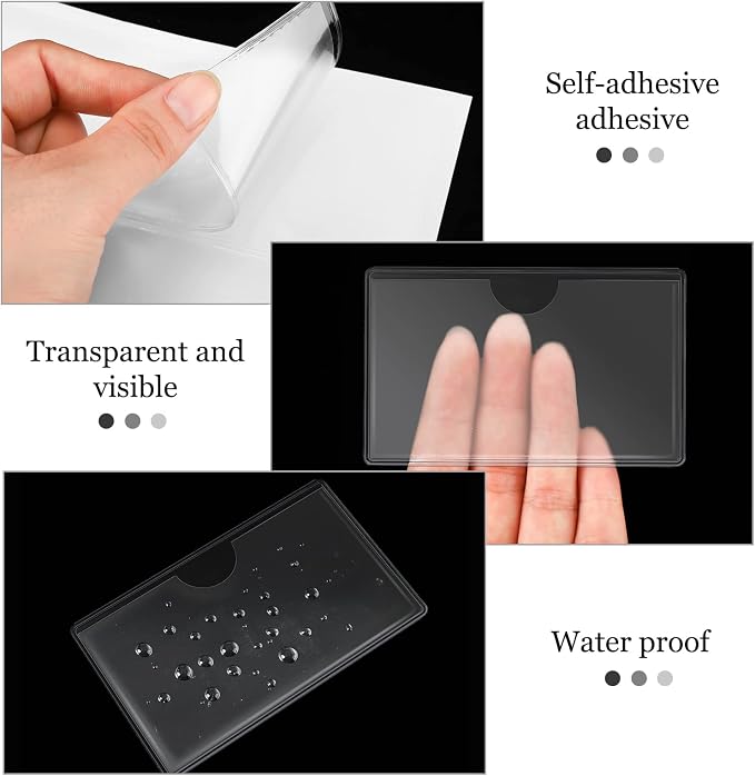 Chinco 100 Self Adhesive Pocket Index Card Pockets Index Card Holder Storage - Image 5